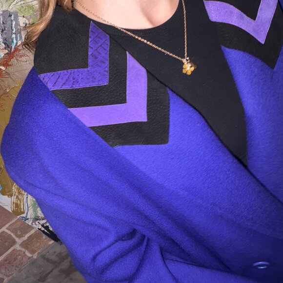 Vintage Yves Venet Purple Chevron Coat 24 1/2 - Picture 15 of 15